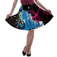 Sneakers Shoes Patterns Bright A-line Skater Skirt by Simbadda