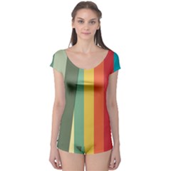 Texture Stripes Lines Color Bright Boyleg Leotard  by Simbadda