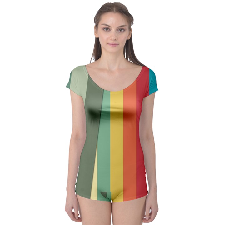 Texture Stripes Lines Color Bright Boyleg Leotard 