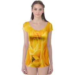 Yellow Neon Flowers Boyleg Leotard  by Simbadda