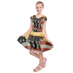 Caution Kids  Short Sleeve Dress by Valentinaart