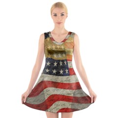 American President V-neck Sleeveless Skater Dress by Valentinaart