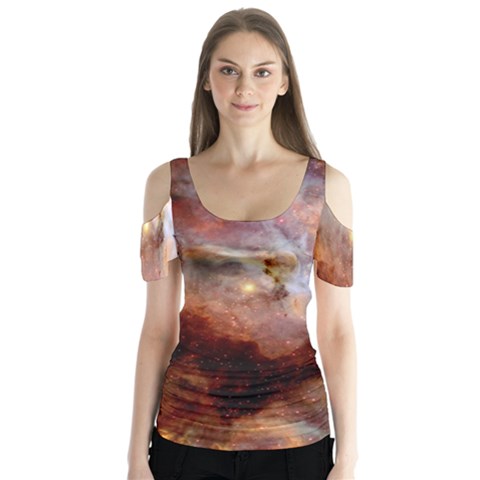 Carina Nebula Butterfly Sleeve Cutout Tee  by SpaceShop