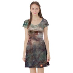 Tarantula Nebula Short Sleeve Skater Dress by SpaceShop