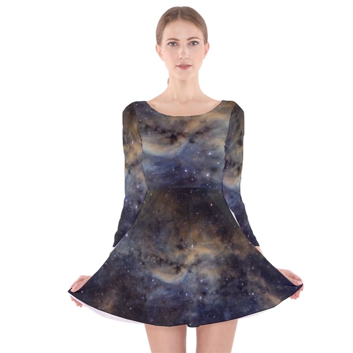 Propeller Nebula Long Sleeve Velvet Skater Dress