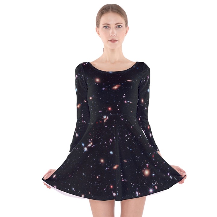 Extreme Deep Field Long Sleeve Velvet Skater Dress