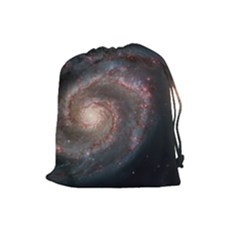 Whirlpool Galaxy And Companion Drawstring Pouches (large)  by SpaceShop