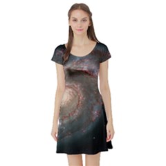 Whirlpool Galaxy And Companion Short Sleeve Skater Dress by SpaceShop