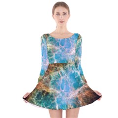 Crab Nebula Long Sleeve Velvet Skater Dress by SpaceShop