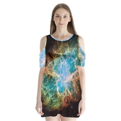 Crab Nebula Shoulder Cutout Velvet  One Piece by SpaceShop