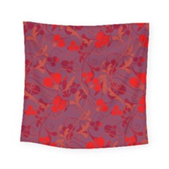 Red Floral Pattern Square Tapestry (small) by Valentinaart