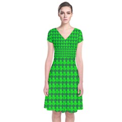 St  Patricks Day Green Short Sleeve Front Wrap Dress by PhotoNOLA