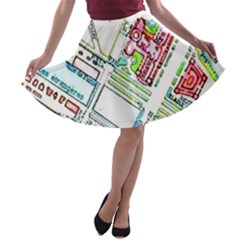 Paris Map A-line Skater Skirt by Simbadda