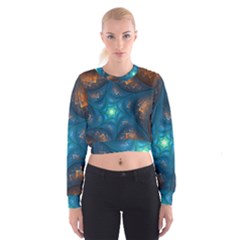 Fractal Star Women s Cropped Sweatshirt by Simbadda