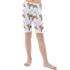 Cute Cats Seamless Wallpaper Background Pattern Kids  Mid Length Swim Shorts by Simbadda