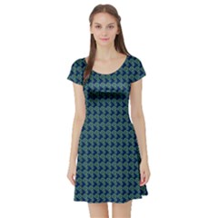 Clovers On Dark Blue Short Sleeve Skater Dress by PhotoNOLA