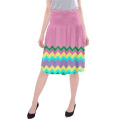 Easter Chevron Pattern Stripes Midi Beach Skirt by Amaryn4rt