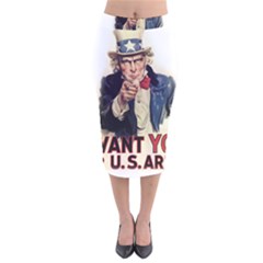 Uncle Sam Velvet Midi Pencil Skirt by Valentinaart