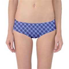 Blue And White Checkered Painting Design  Classic Bikini Bottoms by GabriellaDavid