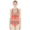 Multicolor Geometric Design  Halter Swimsuit View1