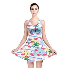 Flamingo Pattern Reversible Skater Dress by Valentinaart