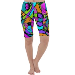 Abstract Art Squiggly Loops Multicolored Cropped Leggings  by EDDArt