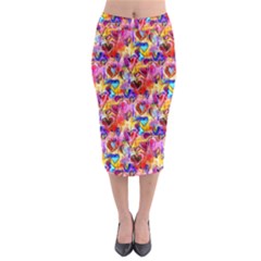 Spring Hearts Bohemian Artwork Midi Pencil Skirt by KirstenStar