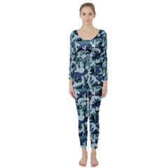 Navy Camouflage Long Sleeve Catsuit by sifis