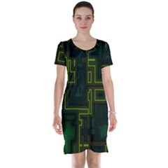 A Completely Seamless Background Design Circuit Board Short Sleeve Nightdress by Simbadda