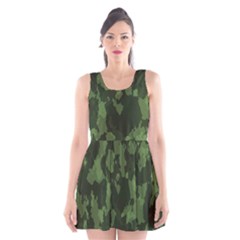 Camouflage Green Army Texture Scoop Neck Skater Dress by Simbadda