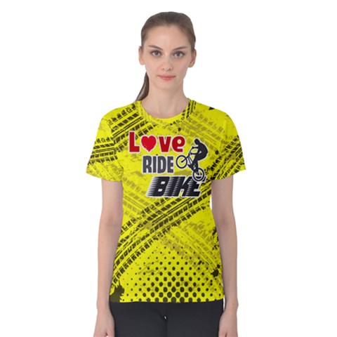 Love Ride Bike Fitness Women s Cotton Tee by PattyVilleDesigns