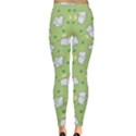 Green Happy Hippo with Friendly Bird Pattern Women s Leggings View2