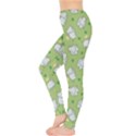 Green Happy Hippo with Friendly Bird Pattern Women s Leggings View3