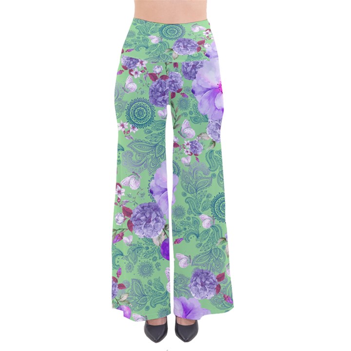 LightGreenPaisley Chic Palazzo Pants