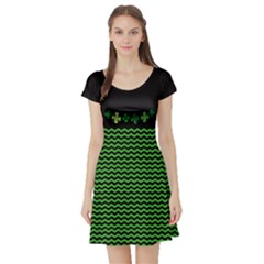 Shamrock Zigzag Short Sleeve Skater Dress by CoolDesigns