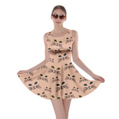 Beige Cat Face Skater Dress by CoolDesigns