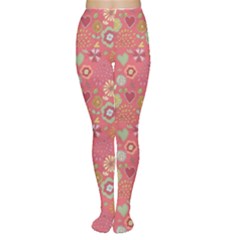 Pink Floral Flowers Design Pattern Women s Tights by CoolDesigns