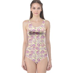 Yellow Donut Pattern Women s One Piece Swimsuit by CoolDesigns