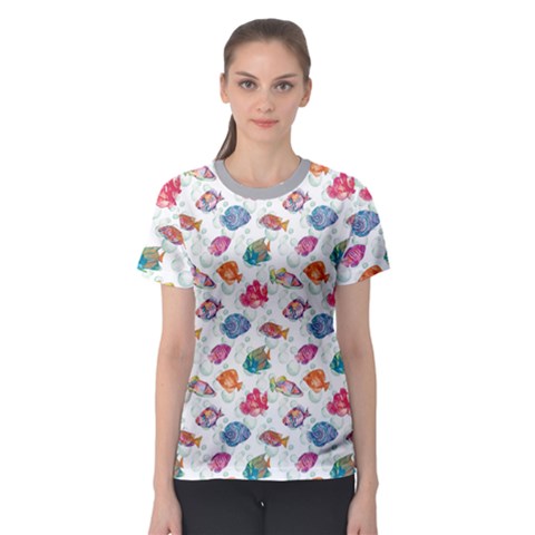 Colorful Sea Pattern Tropical Fish Medusa Ocean Women s Sport Mesh Tee by CoolDesigns