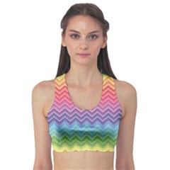 Colorful Chevron Rainbow Colored Pattern Women s Sport Bra by CoolDesigns