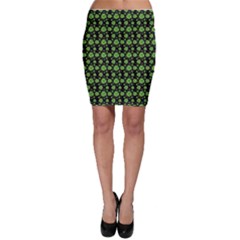 Green Shamrock Pattern Black Bodycon Skirt by CoolDesigns