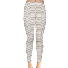 Nude Snake Skin Texture Pattern White Leggings by CoolDesigns