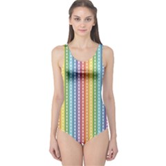 Colorful Striped Rainbow Pattern With Colorful Butterflies Women s One Piece Swimsuit by CoolDesigns