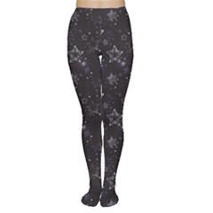 Black Blue Night With Shiny Silver Stars Women s Tights by CoolDesigns