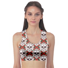 Dark Pattern With Skulls Women s Sport Bra by CoolDesigns