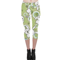 Green Pattern With Doodle Kawaii Capri Leggings by CoolDesigns