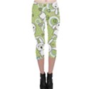 Green Pattern with Doodle Kawaii Capri Leggings View1