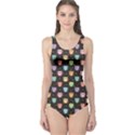 Black Pattern With Colorful Owls On Dark Women s One Piece Swimsuit View1