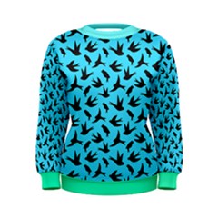 Sky Blue Different Style Birds Flying Pattern Women s Sweatshirt by CoolDesigns