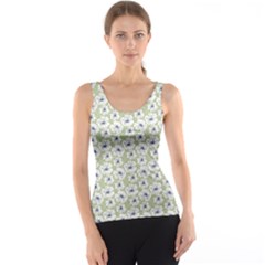 Green Decorative Pattern With White Poppies Tank Top by CoolDesigns